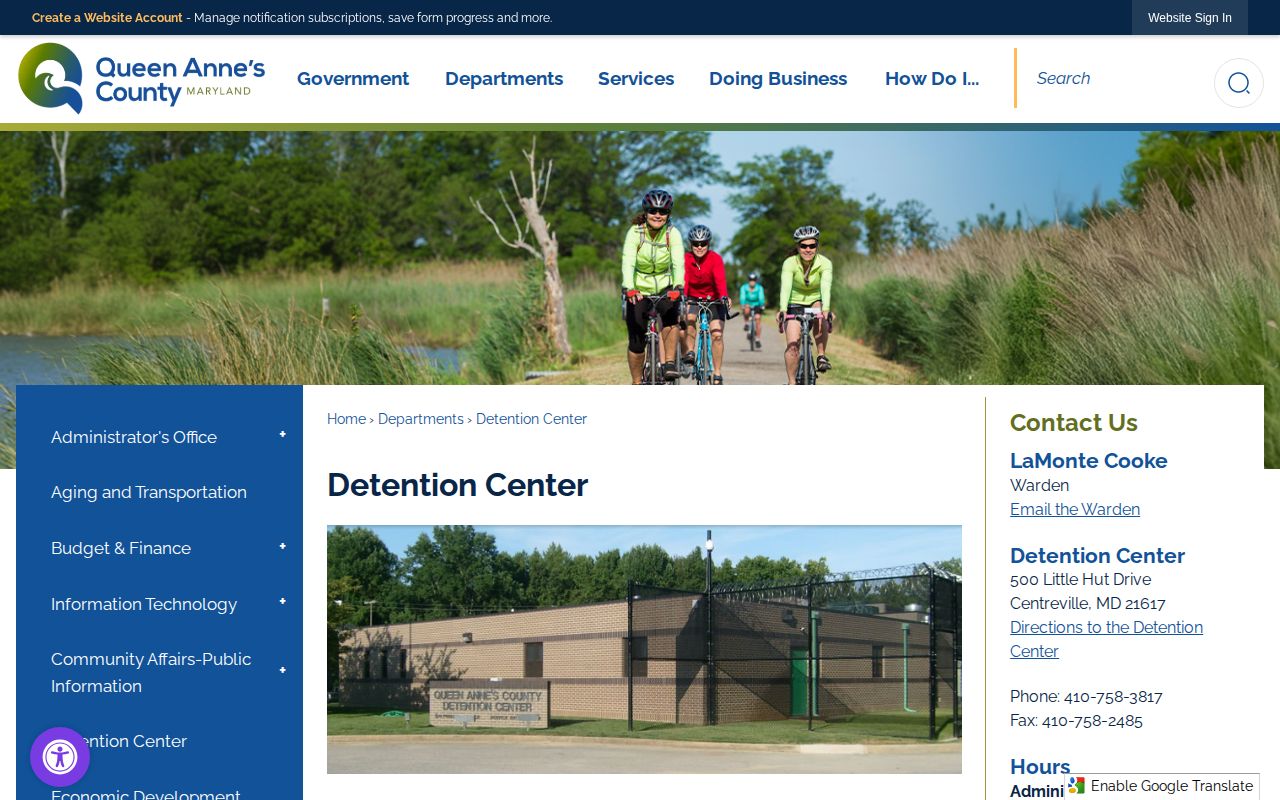 Queen Anne's County released inmate detention center overview
