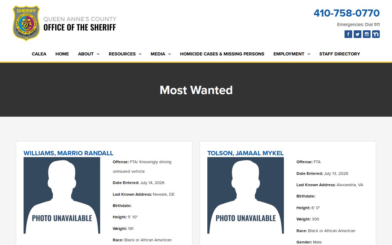 Queen Anne's County post-release supervision wanted-person page limitation