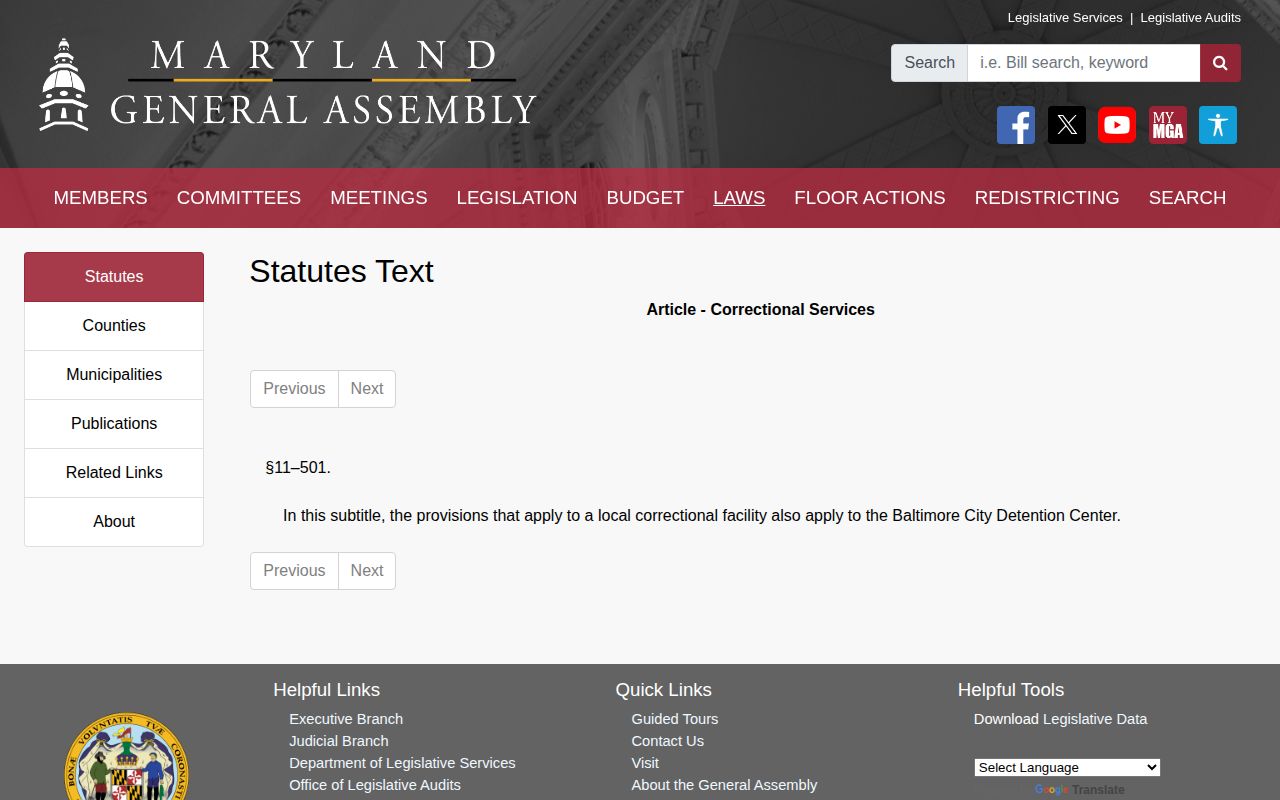 Queen Anne's County local projected release date statute